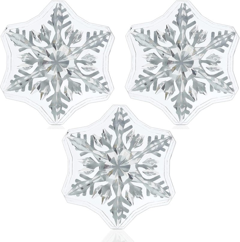 devembr Snowboard Stomp Pad, 3D Clear Snowflake Snowboarding Stomp Pads, PVC Material, 1.96" x 1.96", Transparent Pattern 3 Pack - Image 1